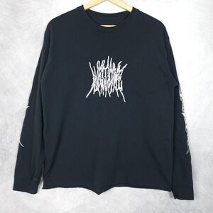 Welcome Skateboards Shirt Mens Medium Black Long Sleeve Hit Metal Logo Script
